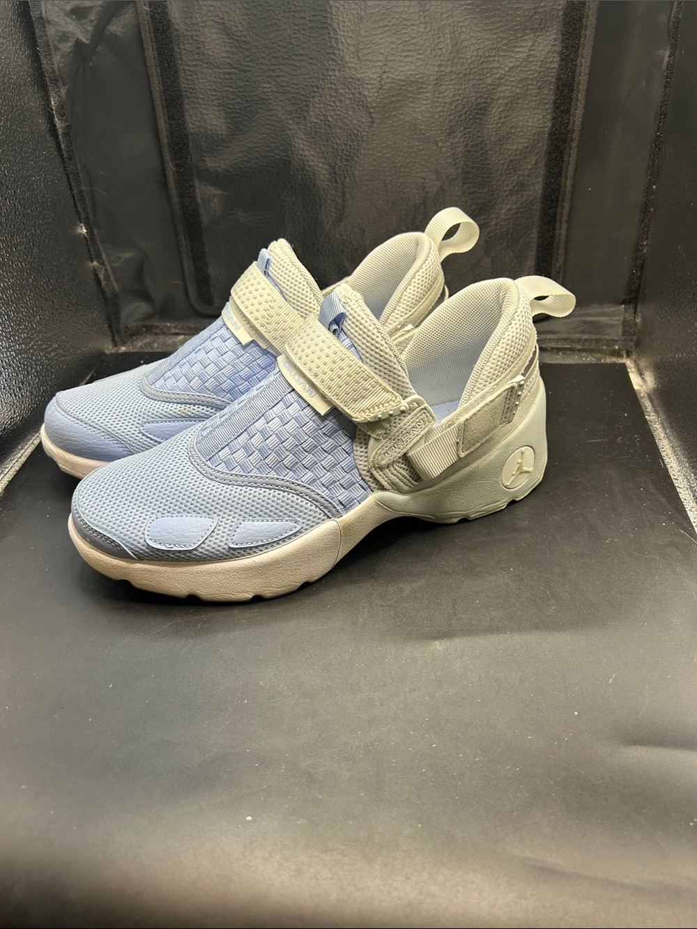 Jordan woman’s Light Blue and White Strap Sneakers